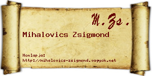 Mihalovics Zsigmond névjegykártya